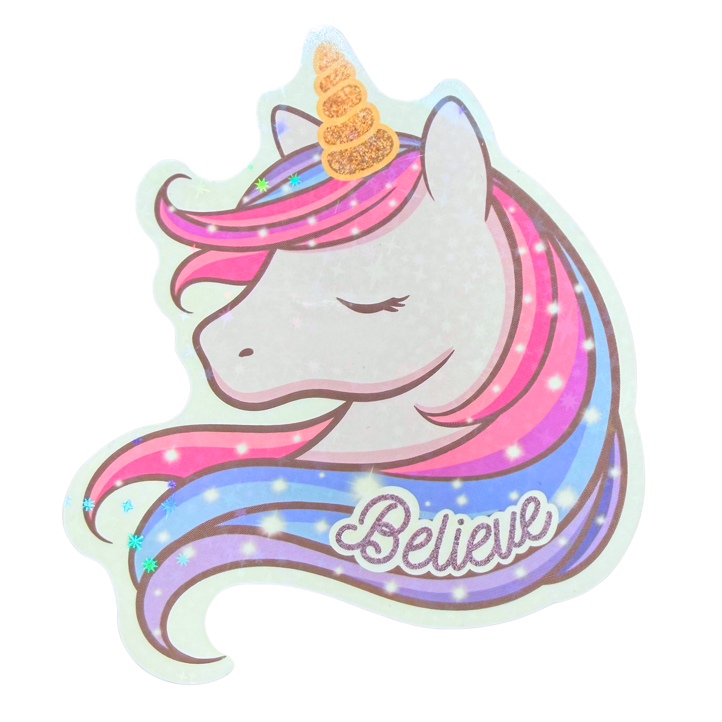 011 Believe Unicorn Holographic Jumbo Sticker