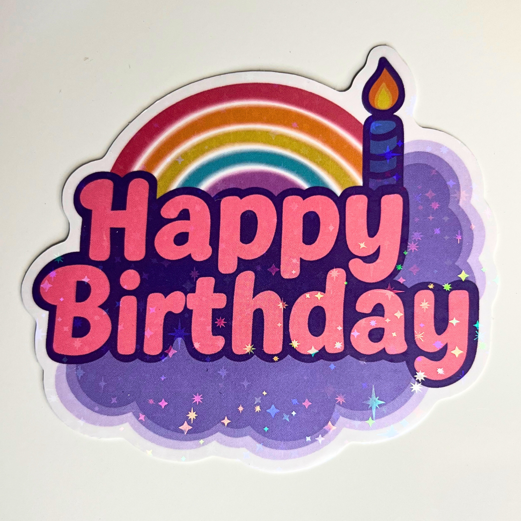 Happy Birthday Holographic Jumbo Sticker