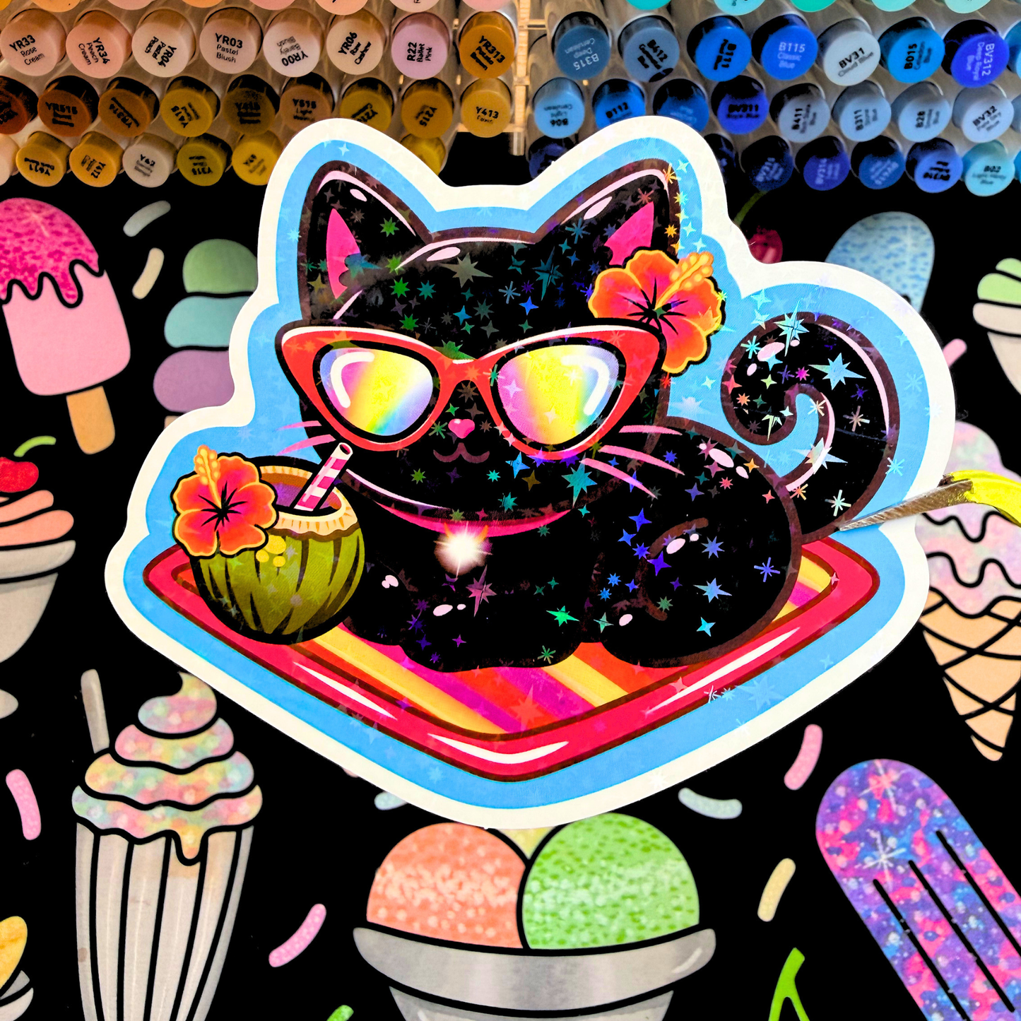 5-Pack Summerween Vacation Mode Jumbo Holographic Vinyl Sticker Pack