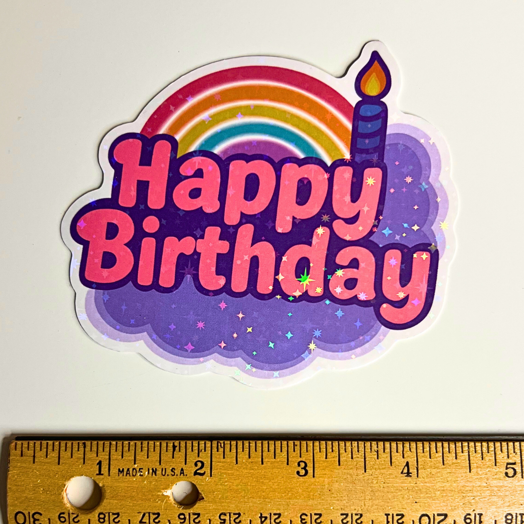 Happy Birthday Holographic Jumbo Sticker