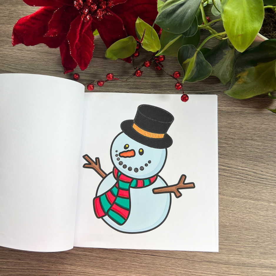 Cozy Christmas Coloring Book & Reusable Protective Sheet
