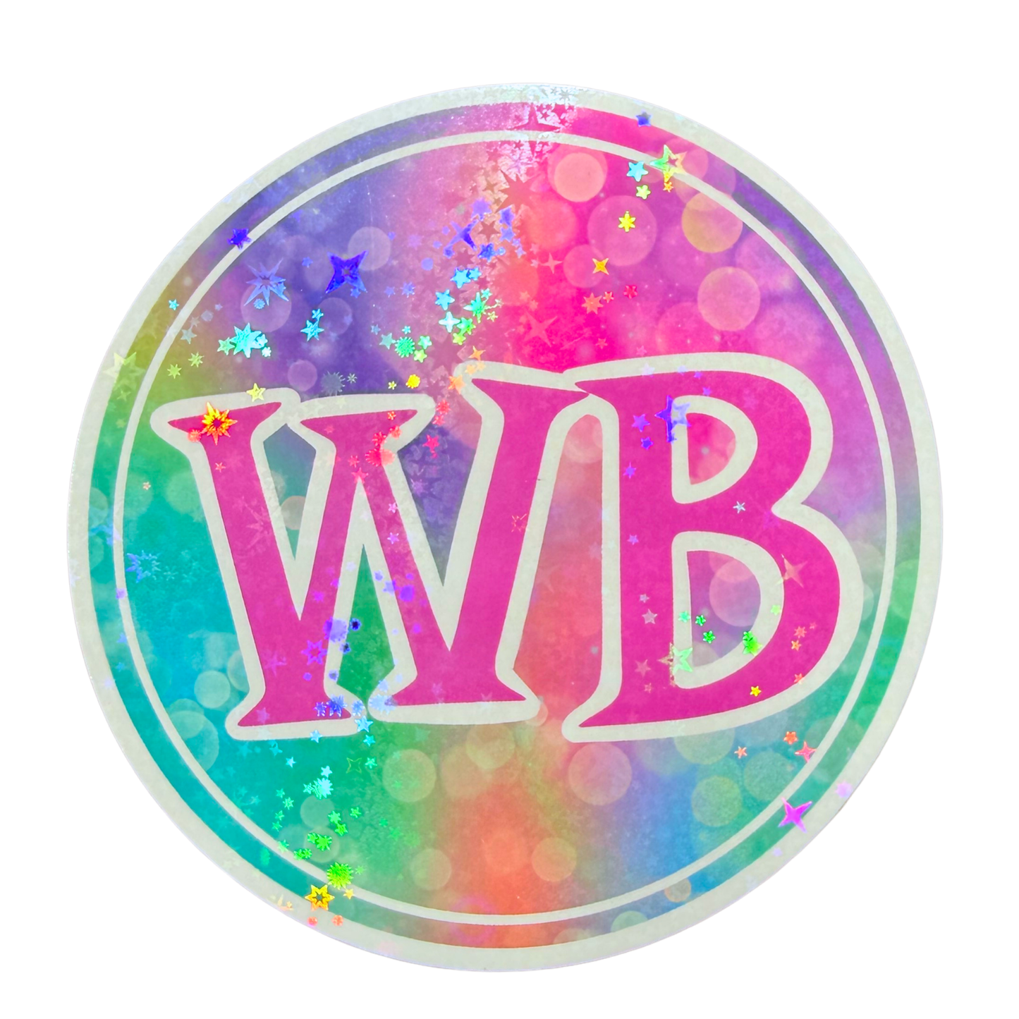 030 WB Round Logo Holographic Jumbo Sticker