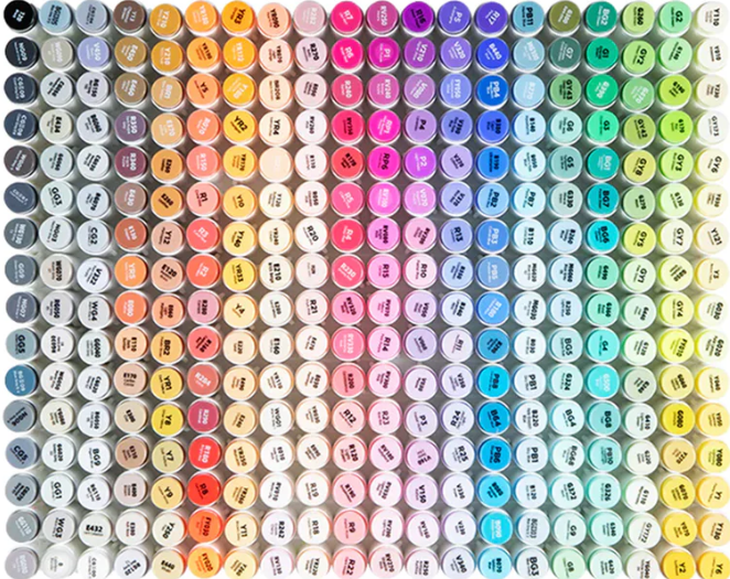 8-Pack Mystery Pallette of Ohuhu Alcohol Markers with Brush Tips + Wook Books Holographic Marker Bag