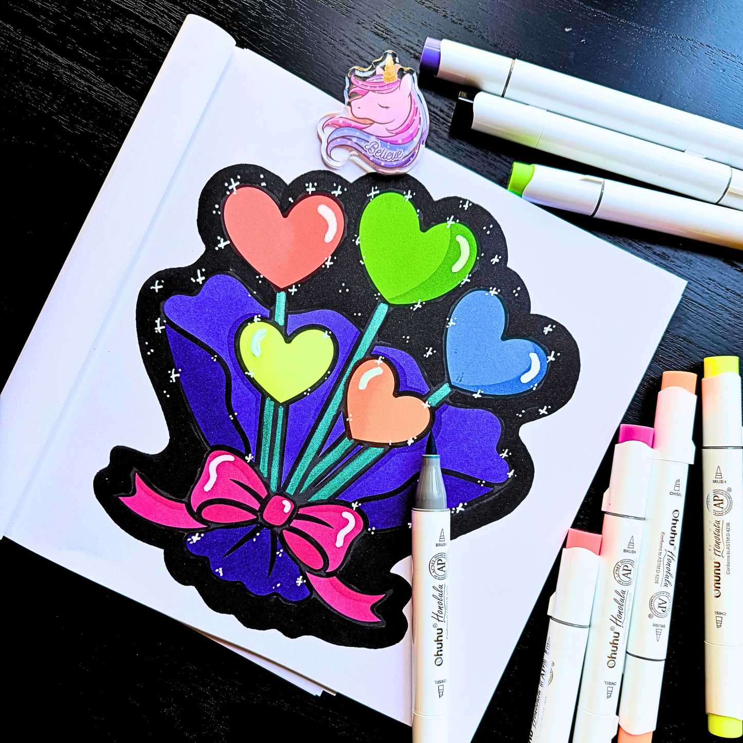 Wook Books Mermaid Marker Bag + 8 Pack Ohuhu Alcohol Markers | Curated Color Palette Set