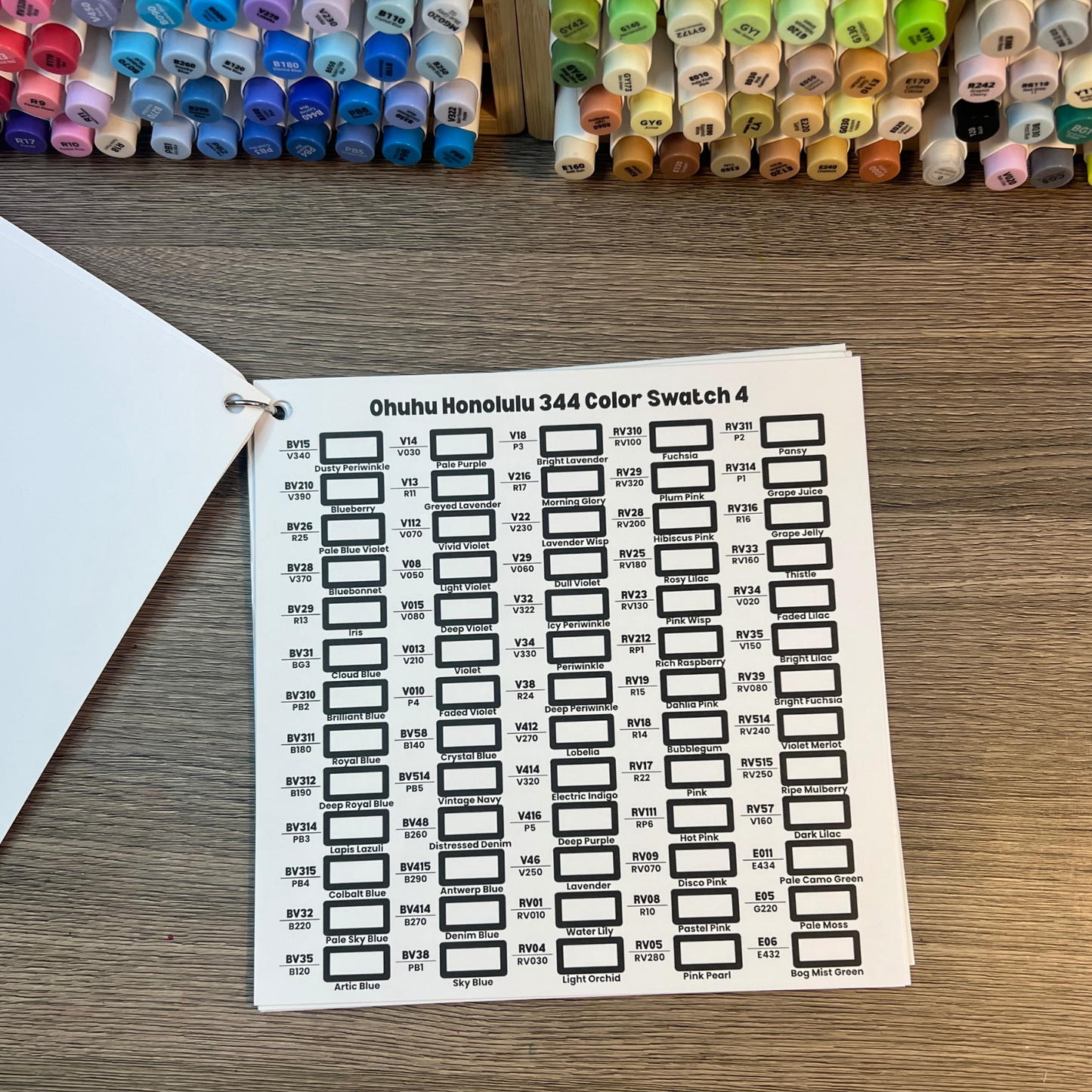 Ohuhu Honolulu 344 Color Swatch Kit by Wook Books