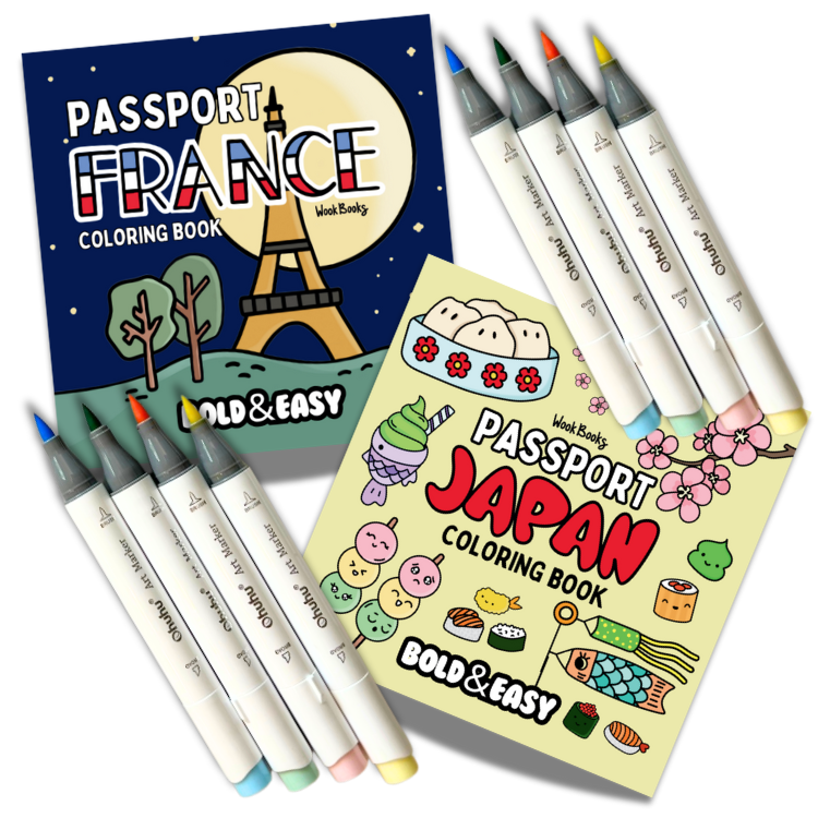 Picked For You! 2 Book Coloring Bundle with 8 Mystery Ohuhu Alcohol Markers by Wook Books