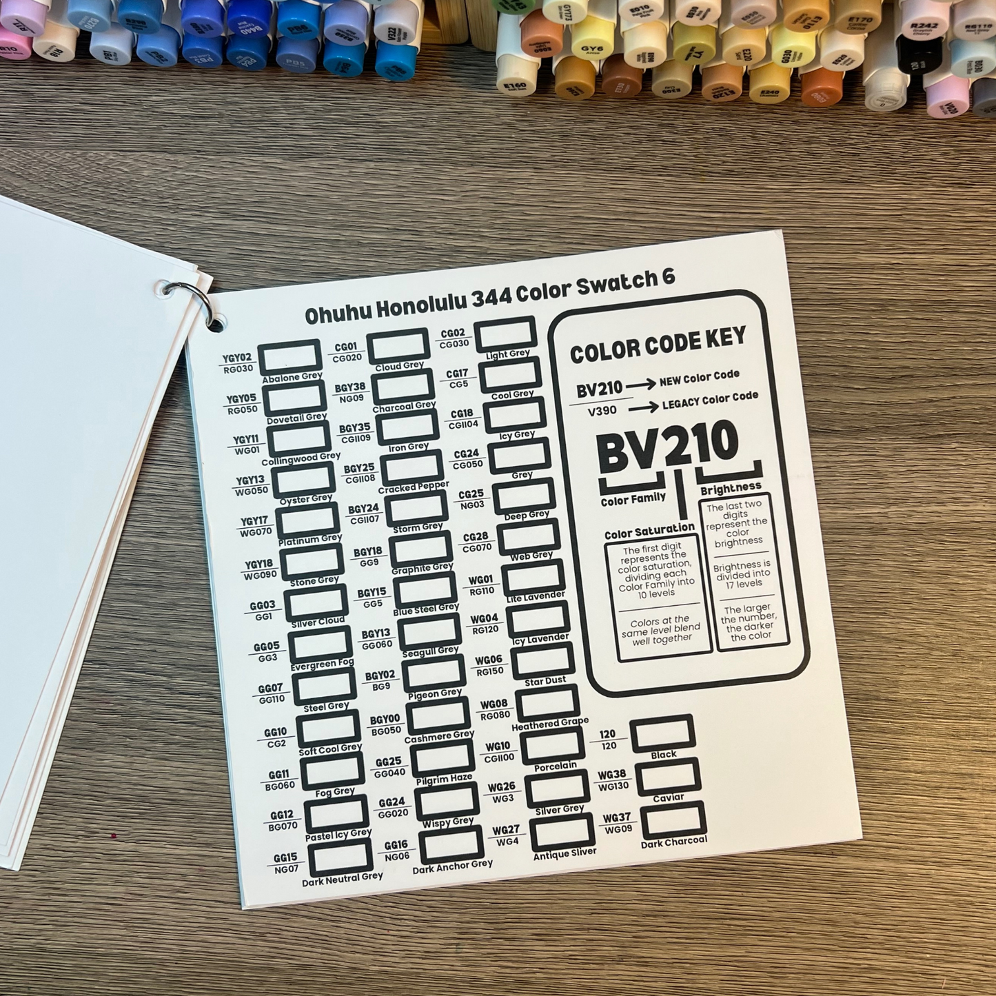 Ohuhu Honolulu 344 Color Swatch Kit by Wook Books