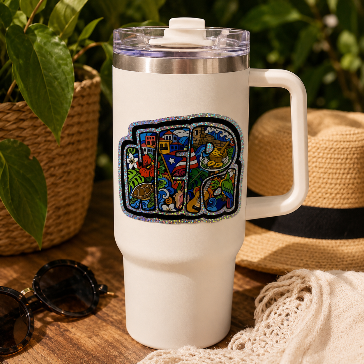 WEPA! Jumbo Holographic Puerto Rico Vinyl Sticker | Hand-Drawn Original Artwork by Wook Books