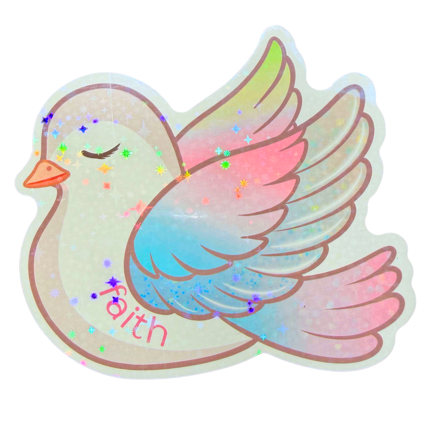 008 Faith Dove Holographic Jumbo Sticker