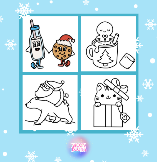 Cute Christmas Coloring Book & Reusable Protective Sheet