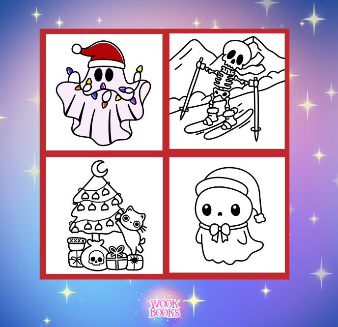 Creepy Christmas Coloring Book & Reusable Protective Sheet