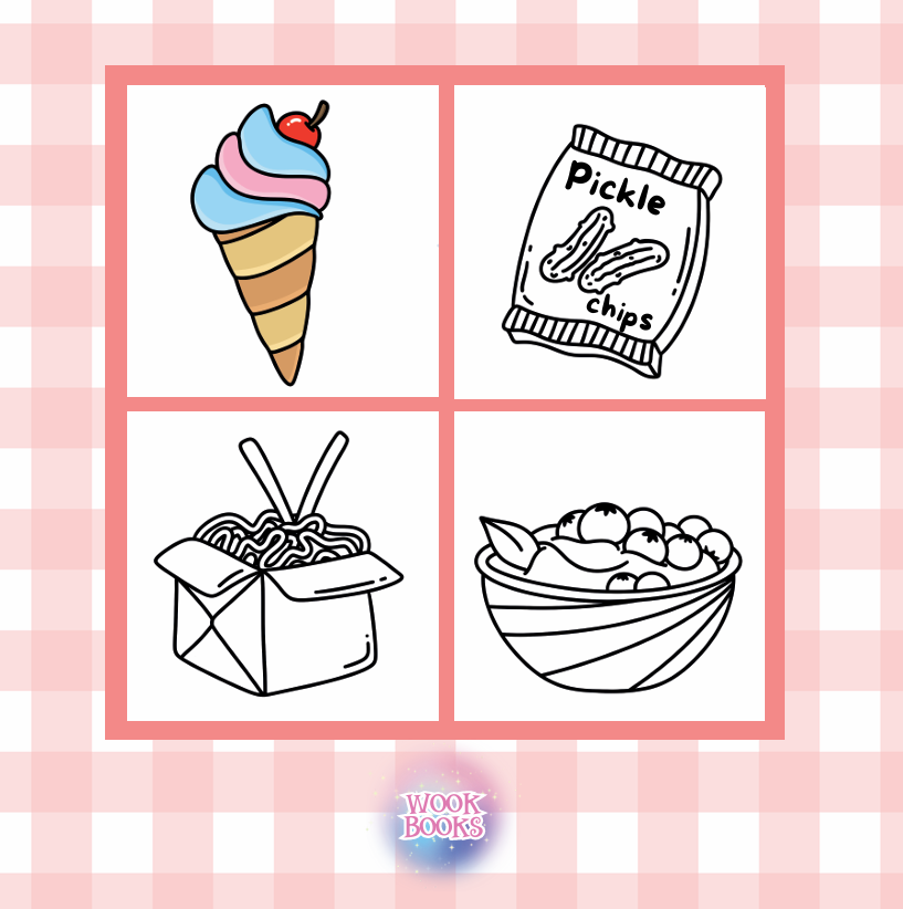 Food & Snacks Coloring Book & Reusable Protective Sheet by Wook Books