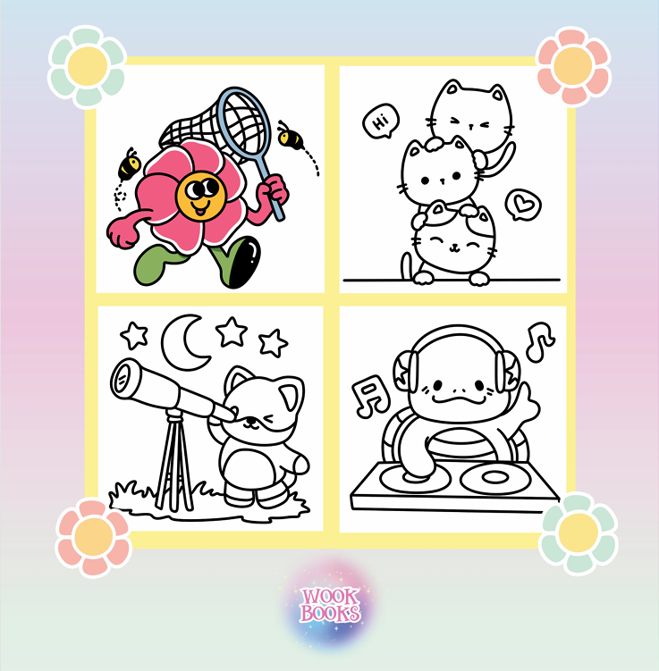 Happy Dayz Coloring Book & Reusable Protective Sheet by Wook Books