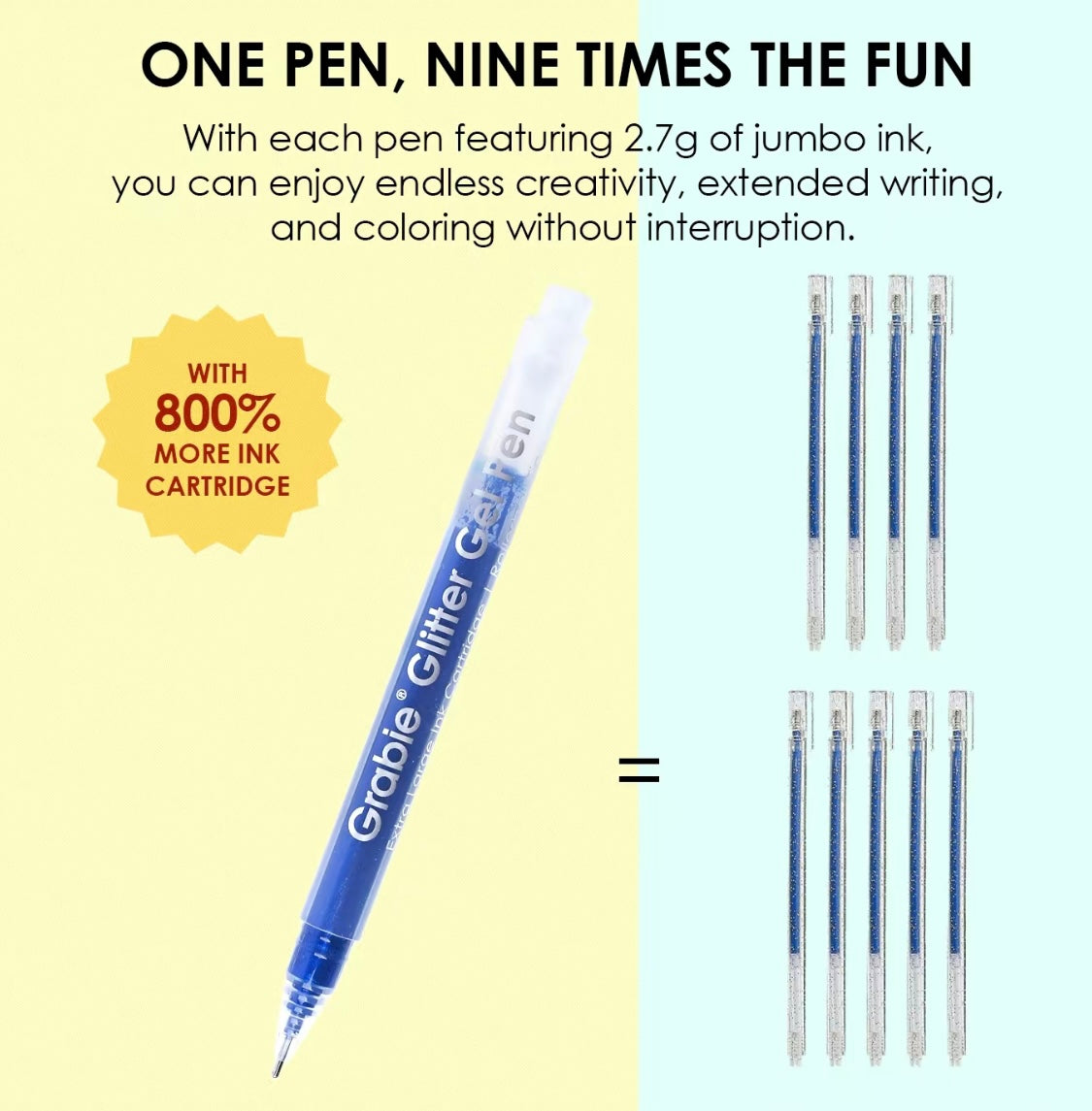 Grabie Dual Tone Iridescent Glitter Gel Ink Pen - 18 Vibrant Colors