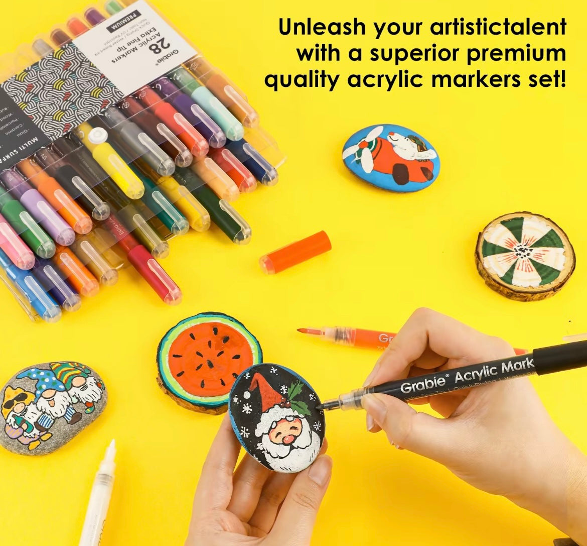 48 Grabie Acrylic Markers Paint Pens Set (Drawing Pad Included)