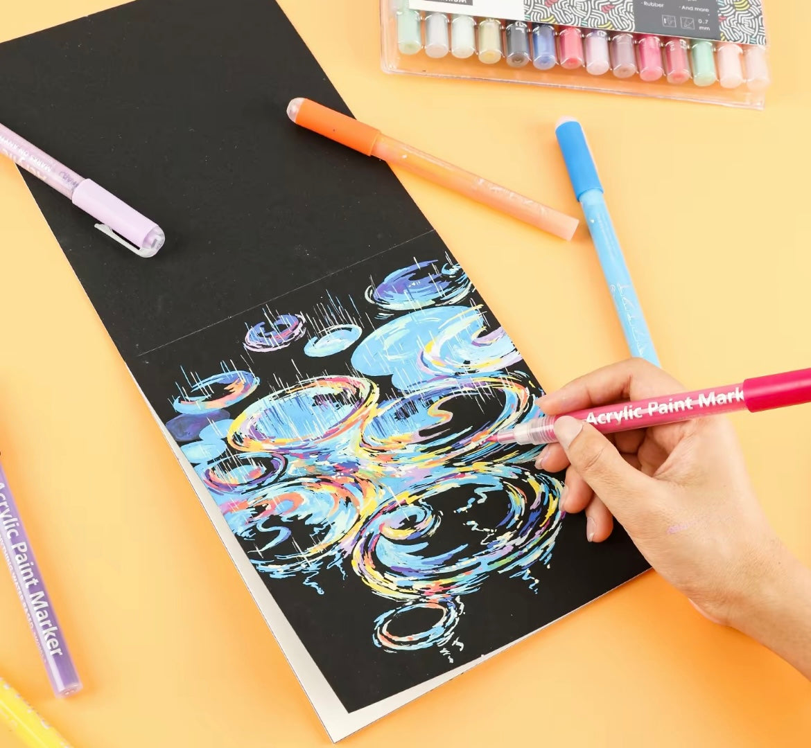 48 Grabie Acrylic Markers Paint Pens Set (Drawing Pad Included)