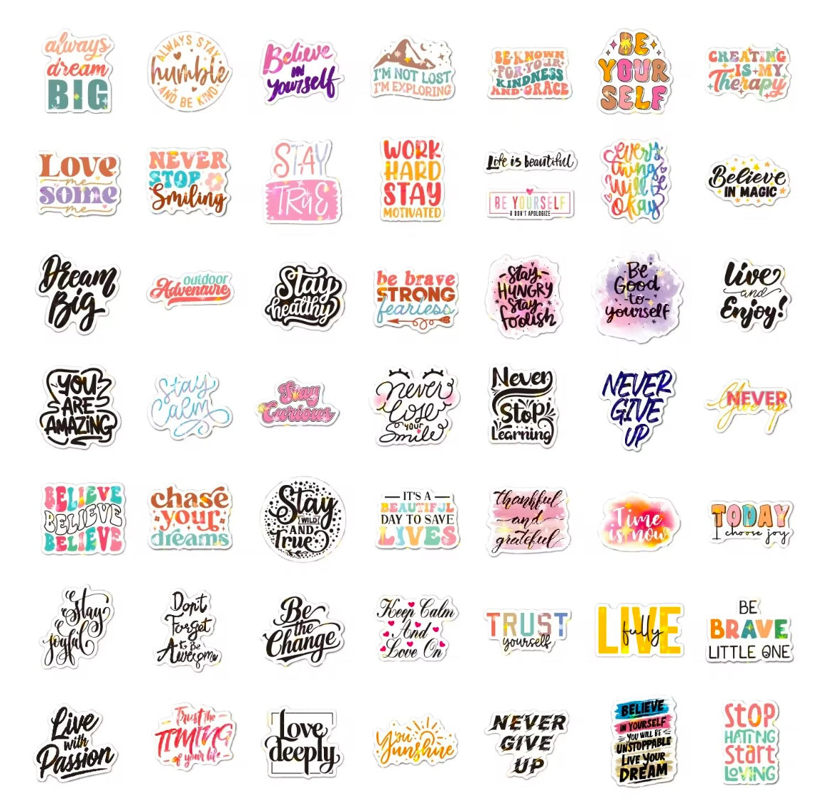 100PCS Holographic Vinyl Motivational Stickers
