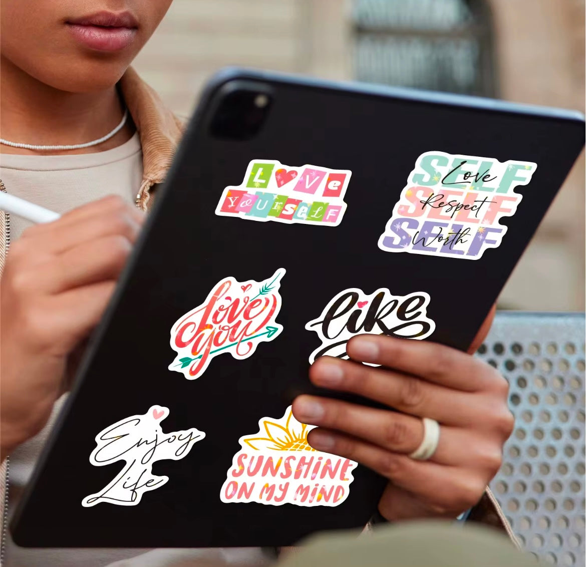 100PCS Holographic Vinyl Motivational Stickers