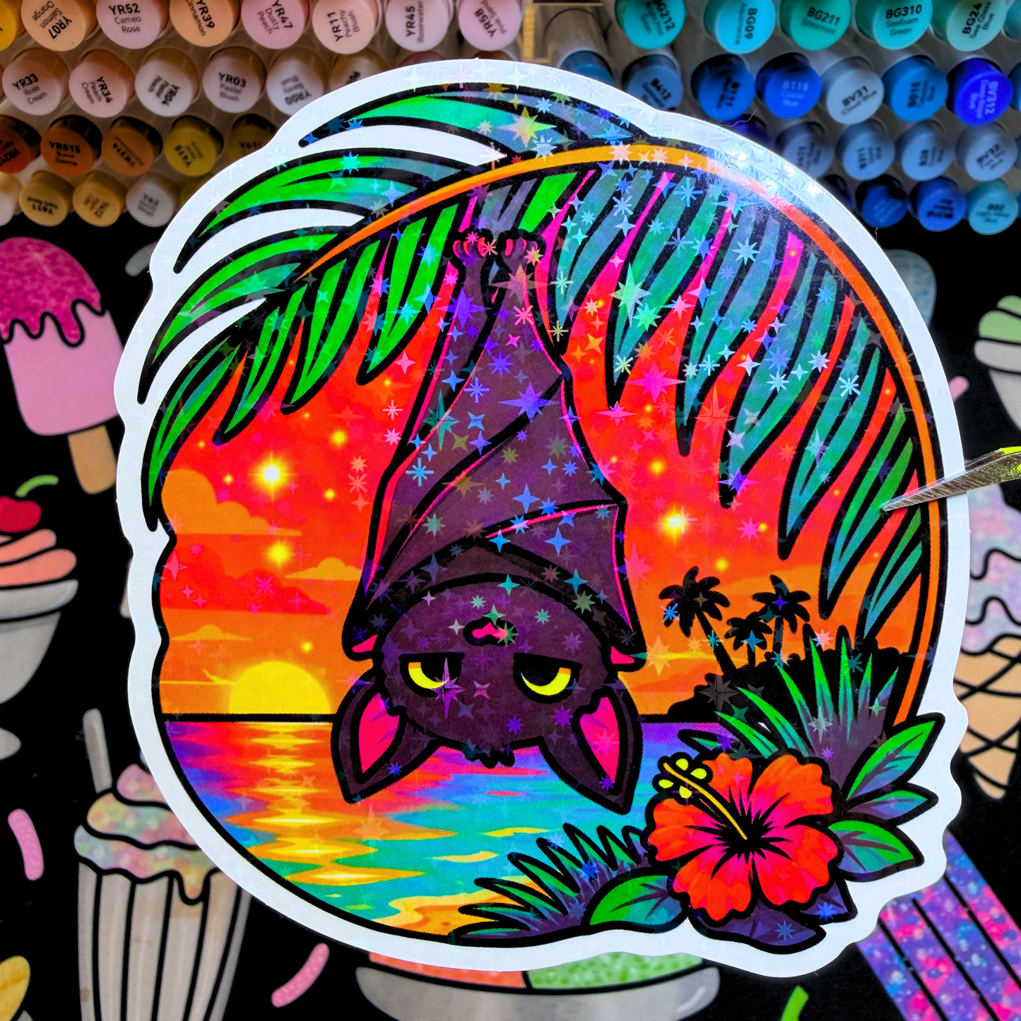 5-Pack Summerween Vacation Mode Jumbo Holographic Vinyl Sticker Pack