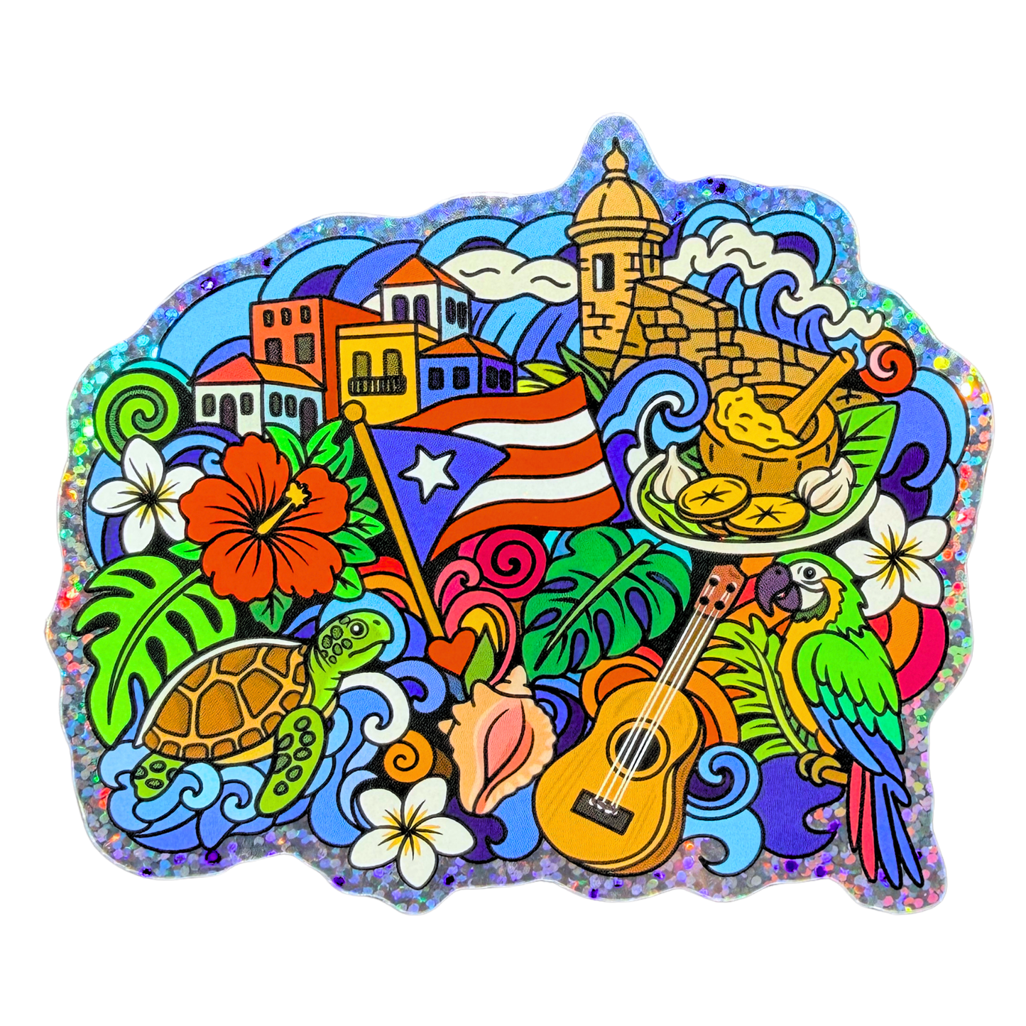 026 Puerto Rico Collage Holographic Jumbo Sticker
