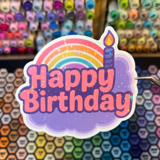 Happy Birthday Holographic Jumbo Sticker