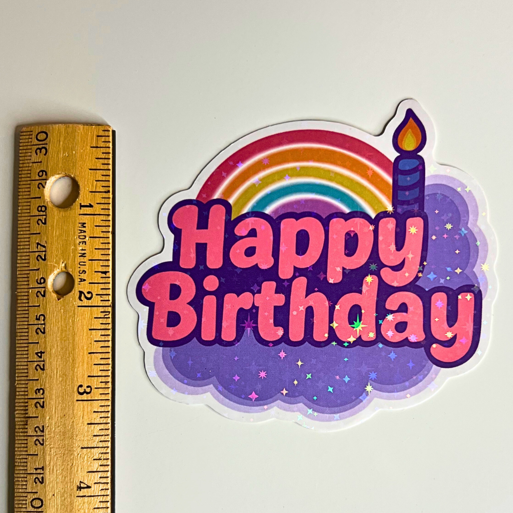 Happy Birthday Holographic Jumbo Sticker