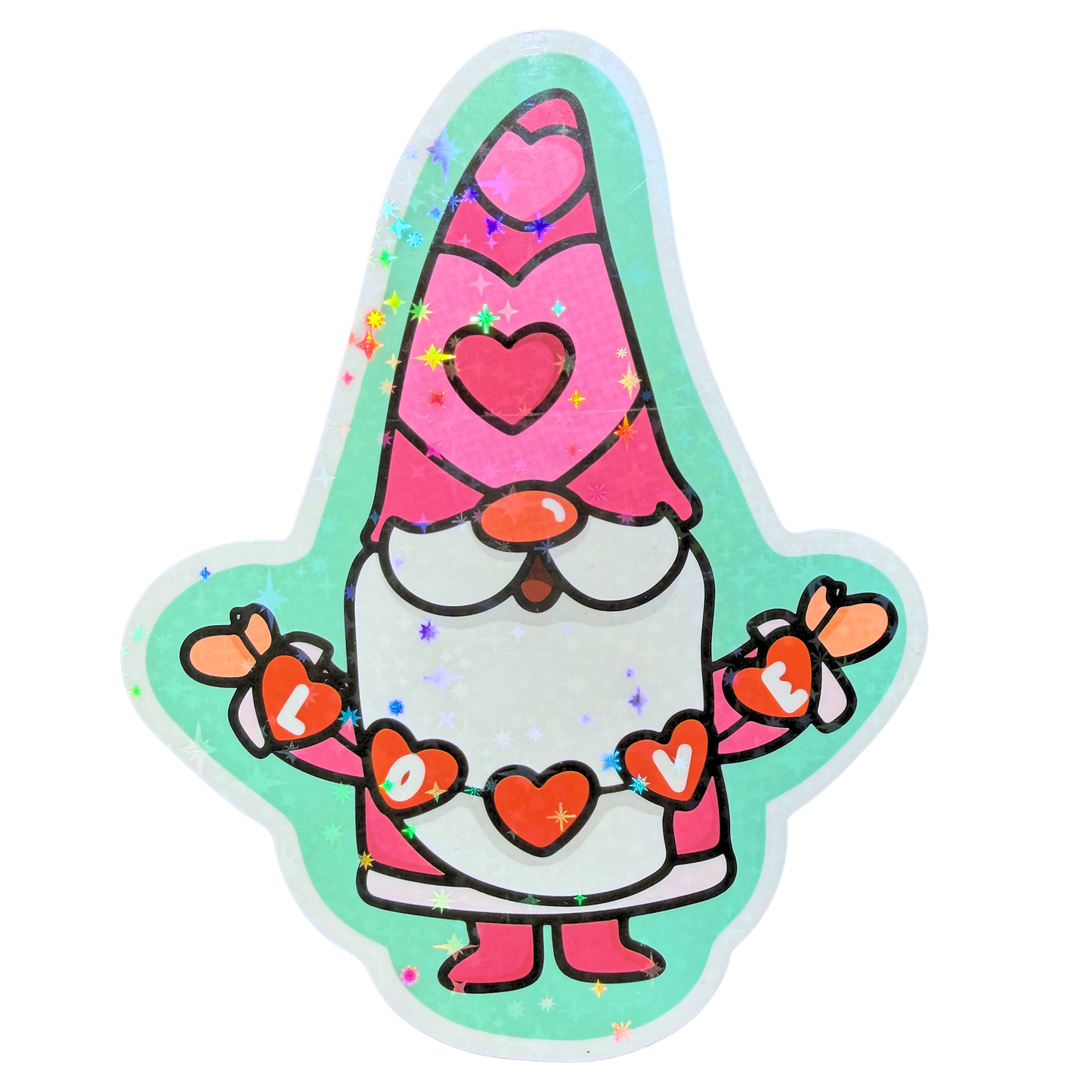 019 Valentine Gnome Holographic Jumbo Sticker