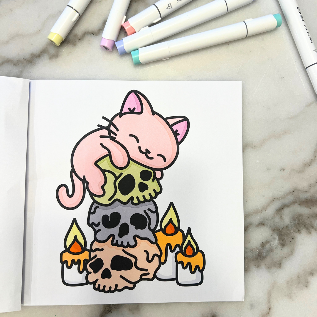 Creepy Cutie Kawaii Coloring Book & Reusable Protective Sheet