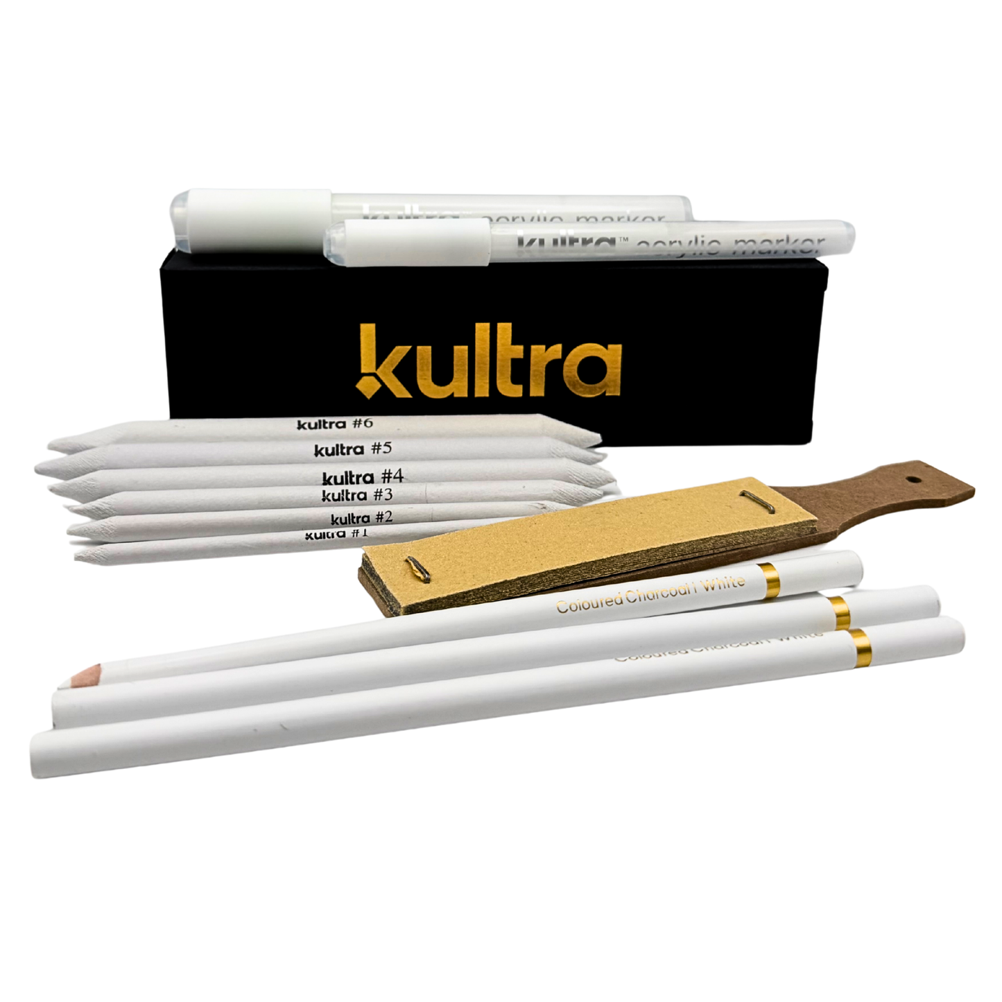 Kultra White Charcoal Pencil Set