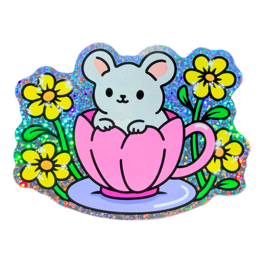 006 Teacup Mouse Holographic Jumbo Sticker