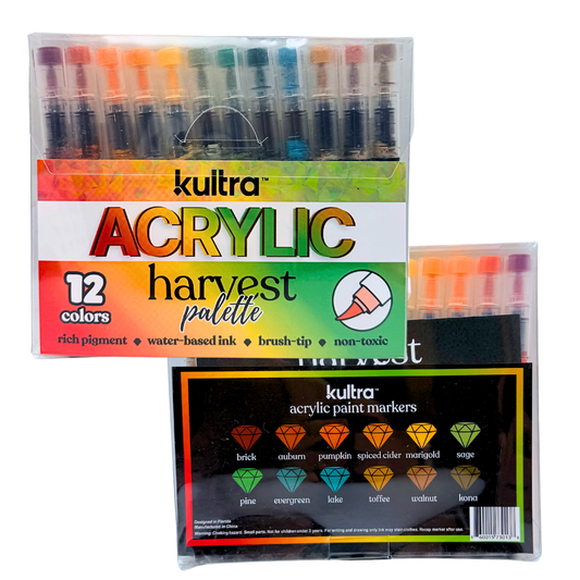 Kultra Brush Tip Acrylic Paint Markers – 12 Pack