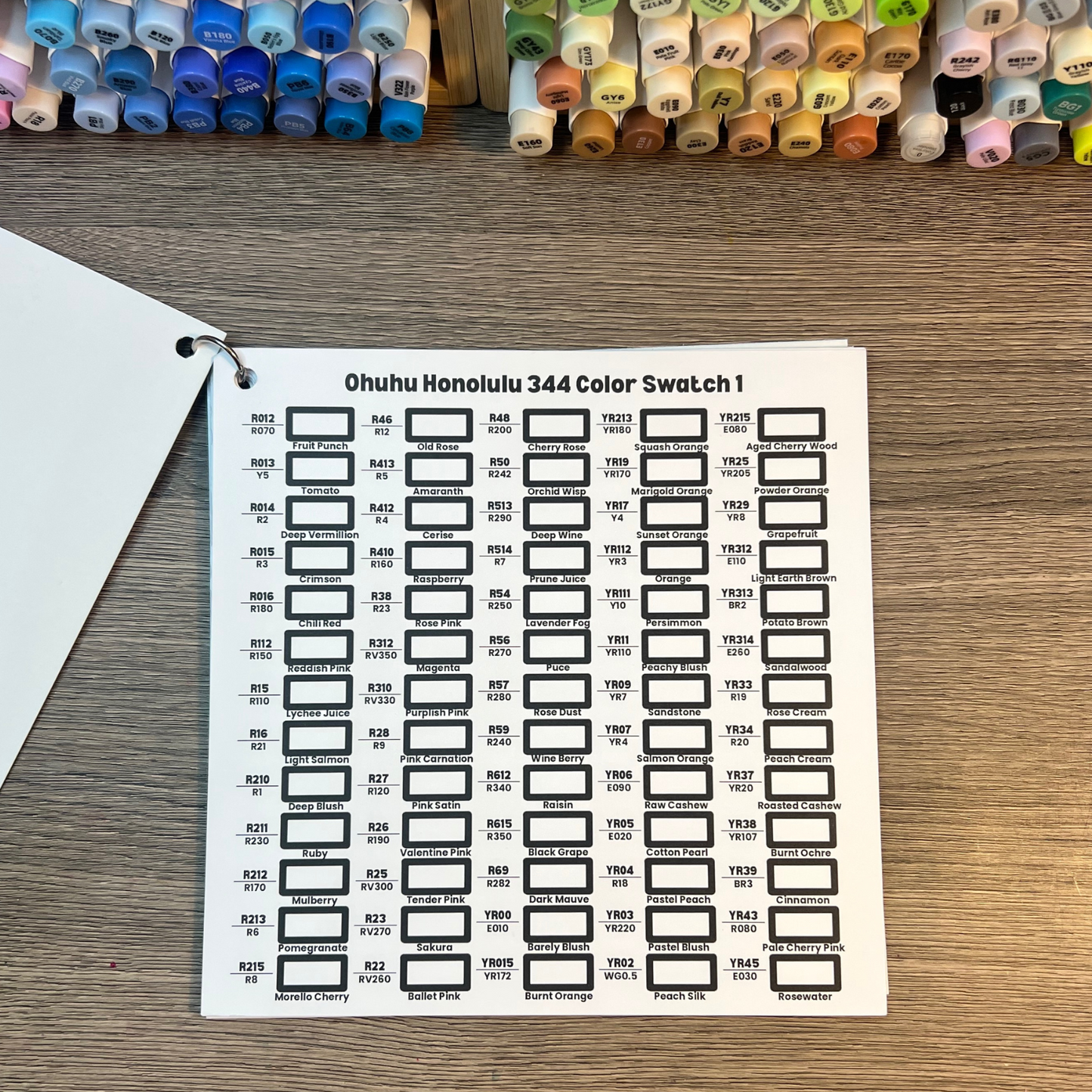 Ohuhu Honolulu 344 Color Swatch Kit by Wook Books