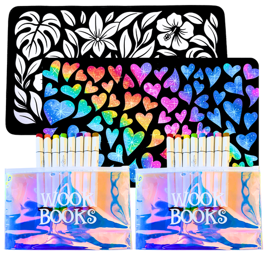 Wook Books Color Your Own Coloring Desk Mat and Ohuhu Marker Bundle