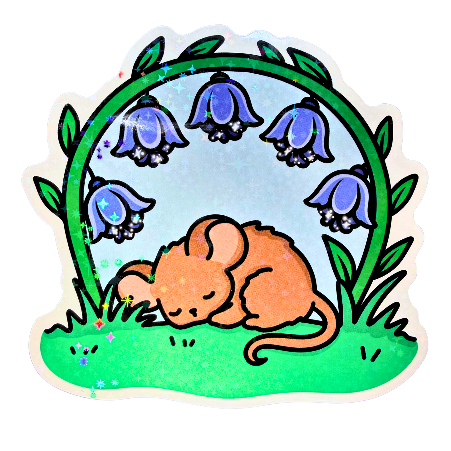 032 Bluebell Mouse Holographic Jumbo Sticker