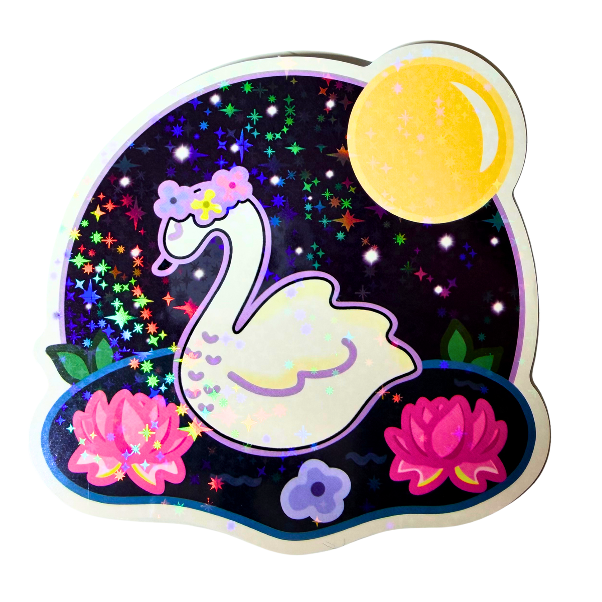 039 Swan Lake Holographic Jumbo Sticker
