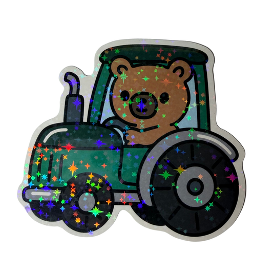 036 Tractor Teddy Holographic Jumbo Sticker