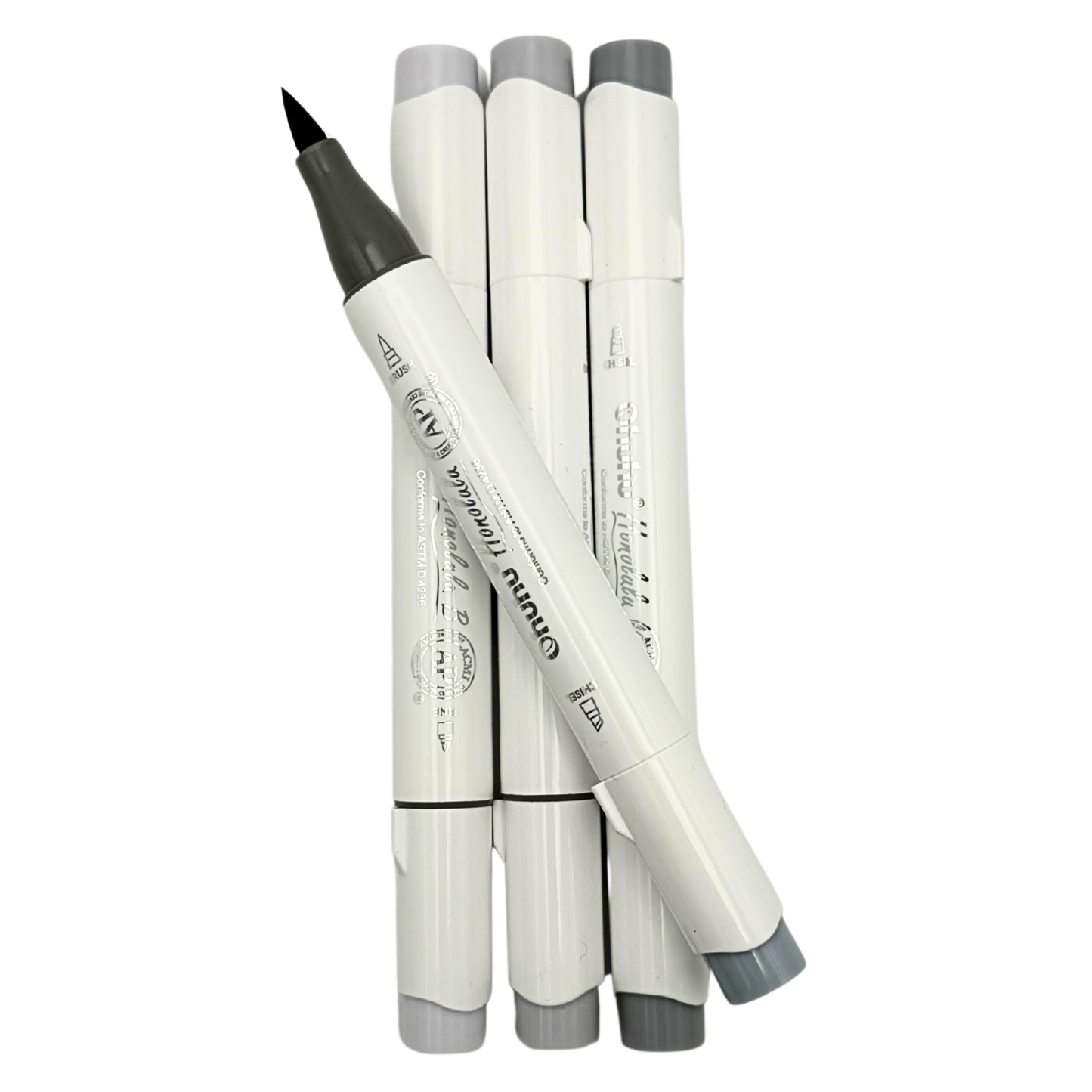 4pk Ohuhu Specialty Palettes Brush Tip Alcohol Marker Palette Collection for Stone, Silver, Rock by Wook Books
