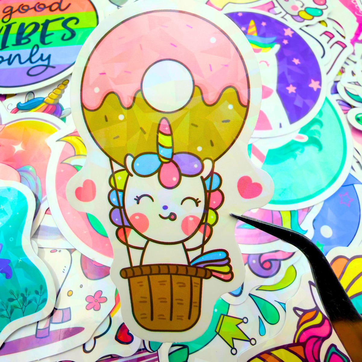 🦄✨ Magical Holographic Unicorn Stickers – 100 Pack!