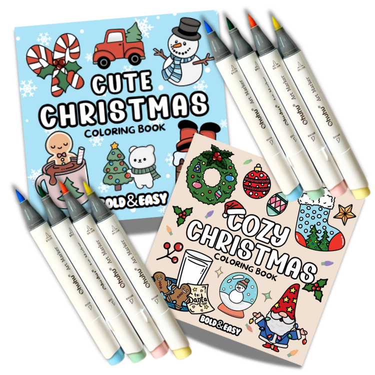 Picked For You! 2 Book Coloring Bundle with 8 Mystery Ohuhu Alcohol Markers by Wook Books