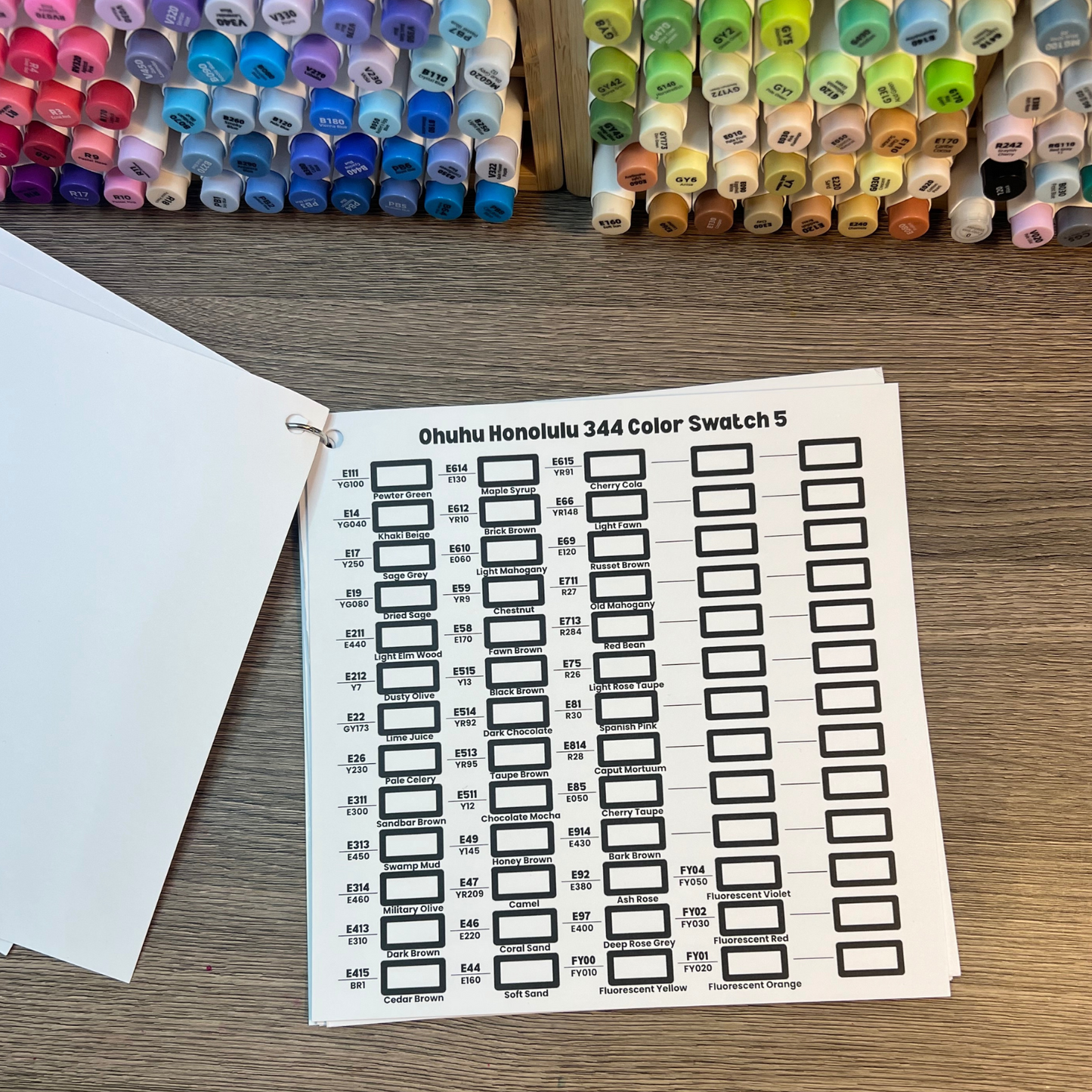 Ohuhu Honolulu 344 Color Swatch Kit by Wook Books