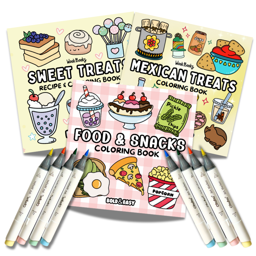 Picked For You! 3 Book Coloring Bundle with 8 Mystery Ohuhu Alcohol Markers by Wook Books