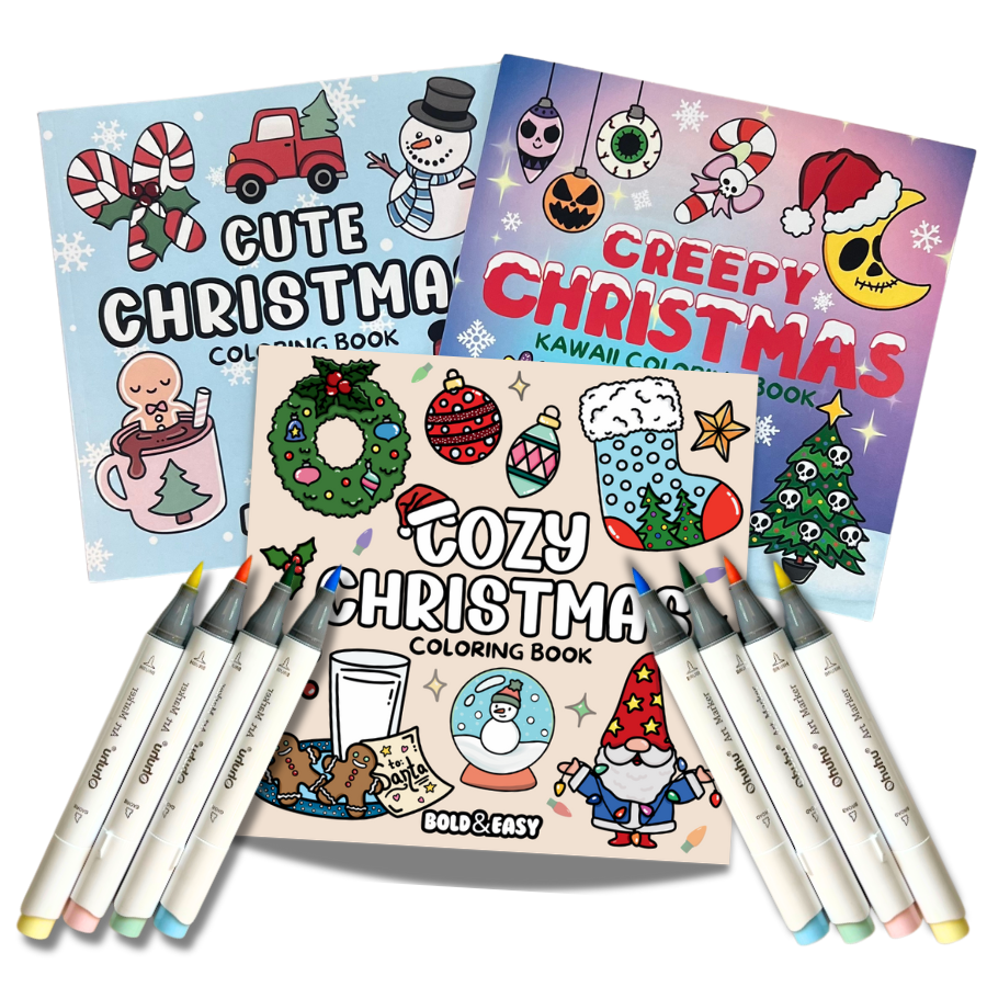 Picked For You! 3 Book Coloring Bundle with 8 Mystery Ohuhu Alcohol Markers by Wook Books