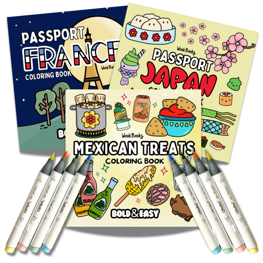 Picked For You! 3 Book Coloring Bundle with 8 Mystery Ohuhu Alcohol Markers by Wook Books