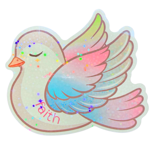 008 Faith Dove Holographic Jumbo Sticker