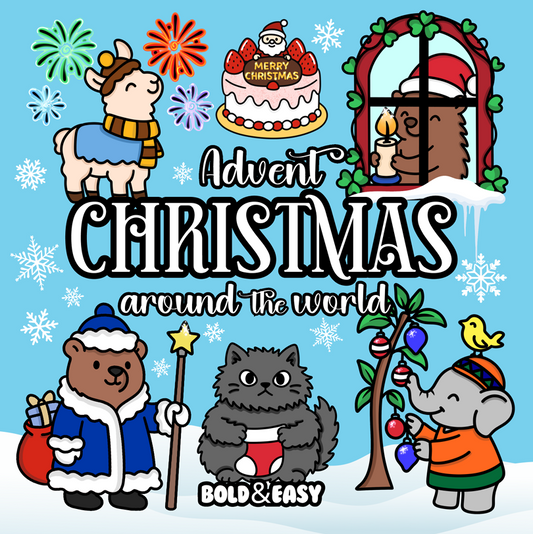 Advent Christmas Around the World Coloring Book & Reusable Protective Sheet