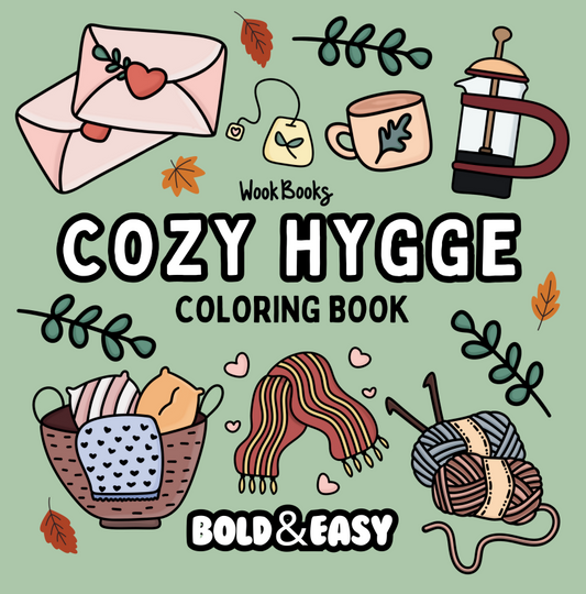 Cozy Hygge Coloring Book & Reusable Protective Sheet