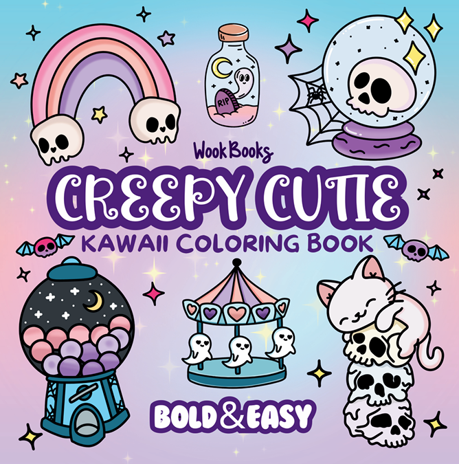 Creepy Cutie Kawaii Coloring Book & Reusable Protective Sheet