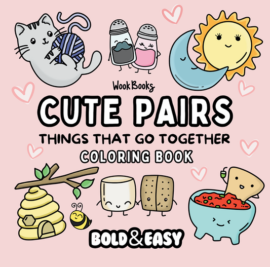 Cute Pairs Coloring Book & Reusable Protective Sheet