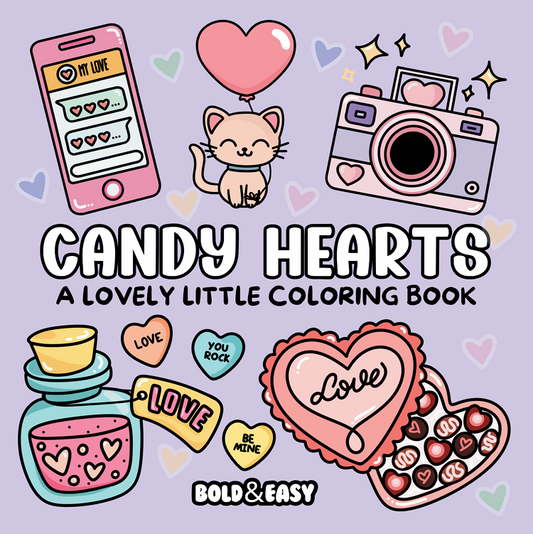 Candy Hearts Coloring Book & Reusable Protective Sheet