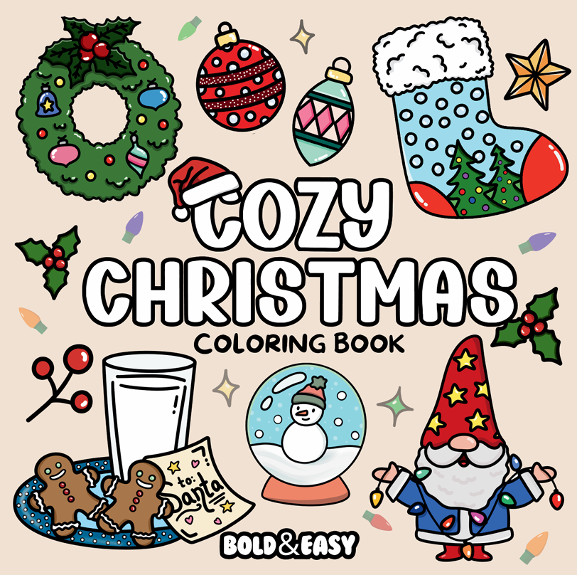 Cozy Christmas Coloring Book & Reusable Protective Sheet